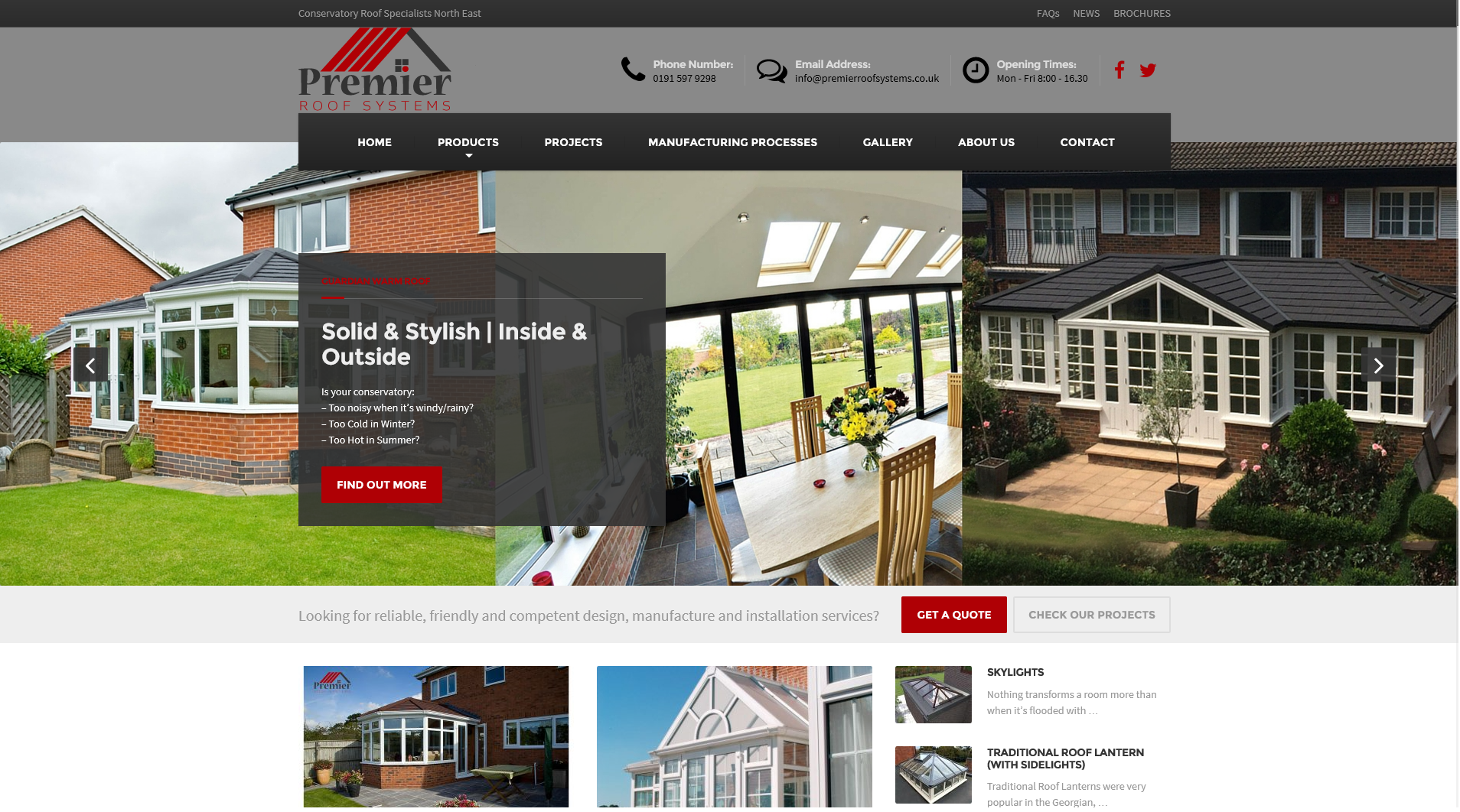 Premier Roof Systems - Website Screenshot