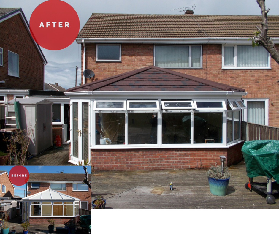 new conservatory roof installation before and after